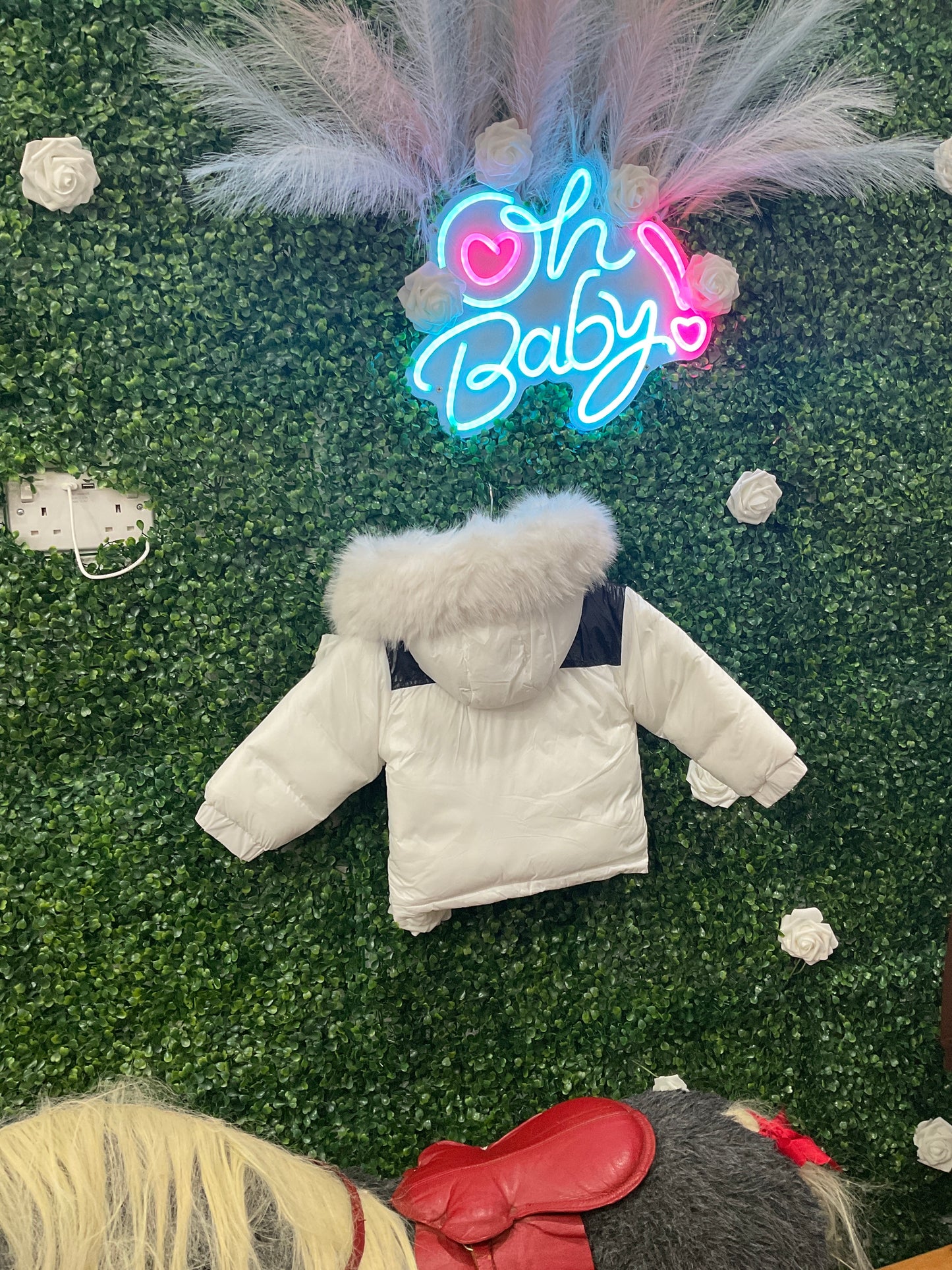Wee Me White & Black Faux fur jacket unisex